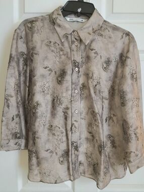 Zara Beaded Sheer Top Size L